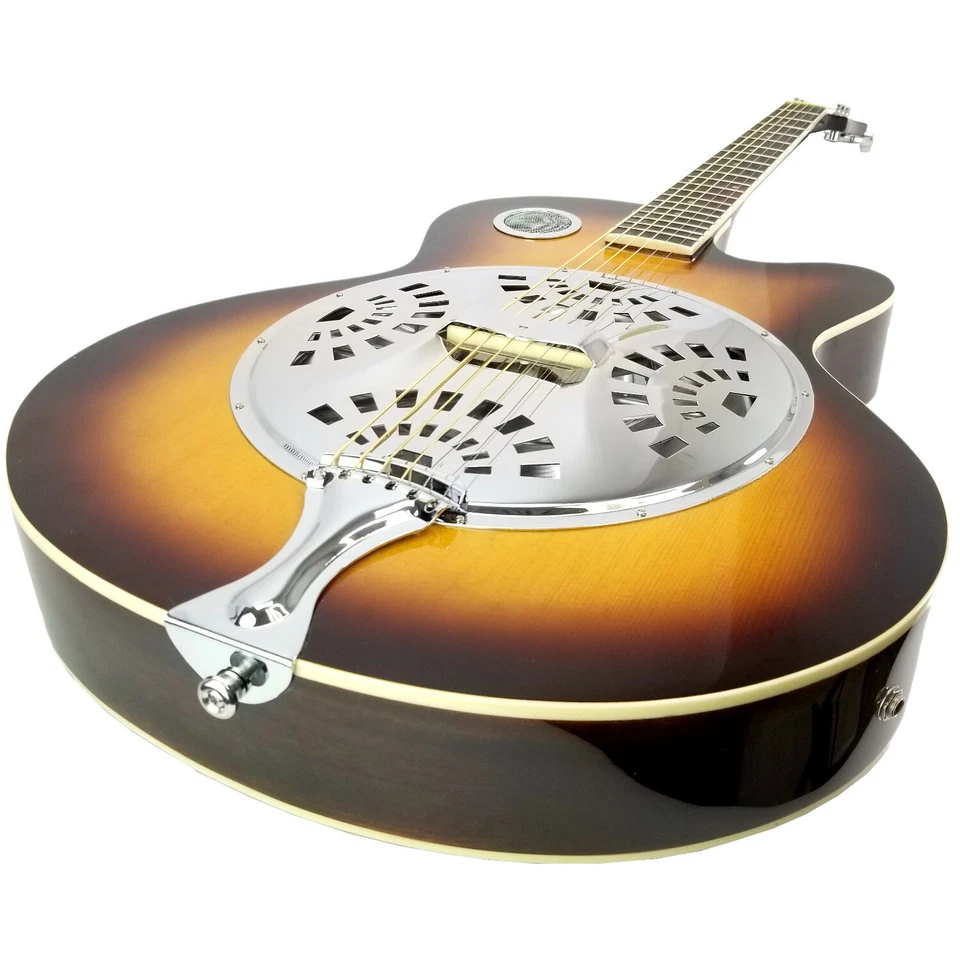 Guitarra elétrica acústica Zenison Steel Pan ressonador single cutaway sunburst - Imagem 3 de 4
