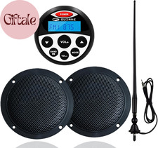 Marine Bluetooth Audio System Package, Boat FM/AM Gauge Radio Receiver with Ante