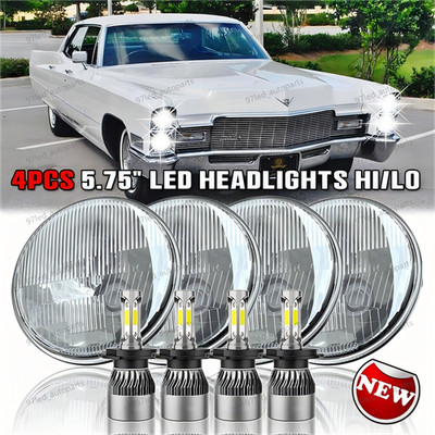 4PCS 5.75 5-3/4'' Chrome LED Headlights For Cadillac DeVille 62-74 Calais 65-74
