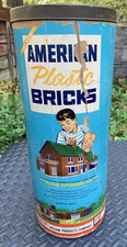 Vintage Rare Halsam American Plastic Bricks Set #745 w/ Container Building Toy