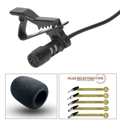 Mikrofon Revers Schwarz XLR 3-polig 100 Hz-20 KHz Für Drahtloses System Lavalier