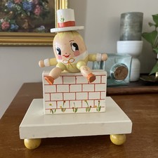 Vtg Humpty Dumpty Lamp Nightlight Wooden Blue Base Nursery Childs Baby Decor