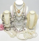 VINTAGE TO NOW FAUX PEARL BEAD NECKLACE LOT, FASHION/COSTUME JEWELRY LOT