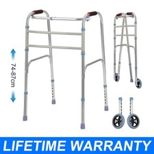 Folding Walking Frame Lightweight Walker Adjustable Zimmer Wheels Walking Aid UK