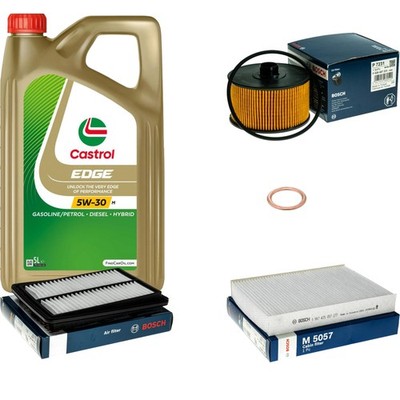 BOSCH Inspektionspaket 5 L Castrol 5W-30 M für Nissan Qashqai II 1.2 DiG-T
