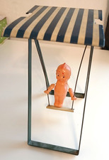 Antique Folding Metal Swing Toy w/Celluloid Kewpie - Too Cute Too Much Fun