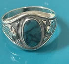VTG Bell Trading Post Sterling Silver & Turquoise Eagle Ring - Sz 7.5-9 1960s