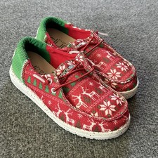Hey Dude Wendy Youth Jolly Jingle Shoes Kids Size 13 Holiday Fair Isle Slip On