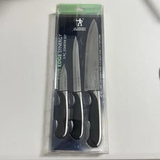 J.A. Henckels Fine Edge Synergy 3 Pc Kitchen Knife Starter Set Stainless Vintage