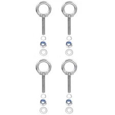 4Pcs M8 x 40mm 304 Stainless Steel Lifting Shoulder Eye Bolt with Nuts Washers