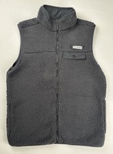 Columbia PFG Sherpa Fleece Vest Men s Small Gray Zip Up Fishing Outdoor FM1047