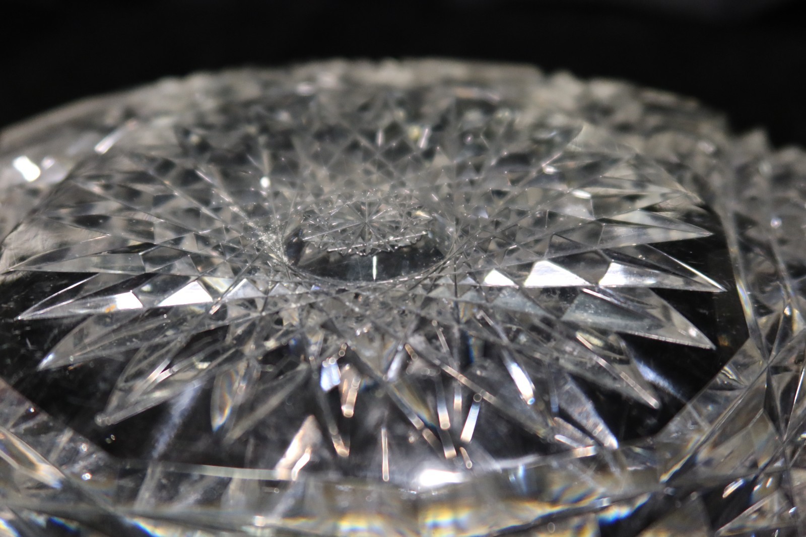 AMERICAN BRILLIANT DEEP CUT SQUARE BOWL ROLLED SCALLOPED RIM 9 1/2"