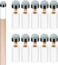 10 Sets Pool Cue Tips Replacement Kit Screw-On Billiard Tips with Ferrules