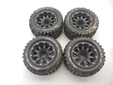 4x Duratrax C2 Lockup MT 1/10 5" Monster Truck Tires on 14mm Hex ARRMA Wheels