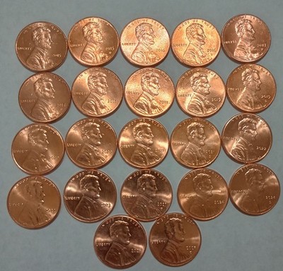 2015 - 2025 P&D Uncirculated Lincoln Penny 22 Coin Set RED GEM UNC 