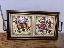Vintage Victorian Tilecrafts Tile tea tray with metal handles