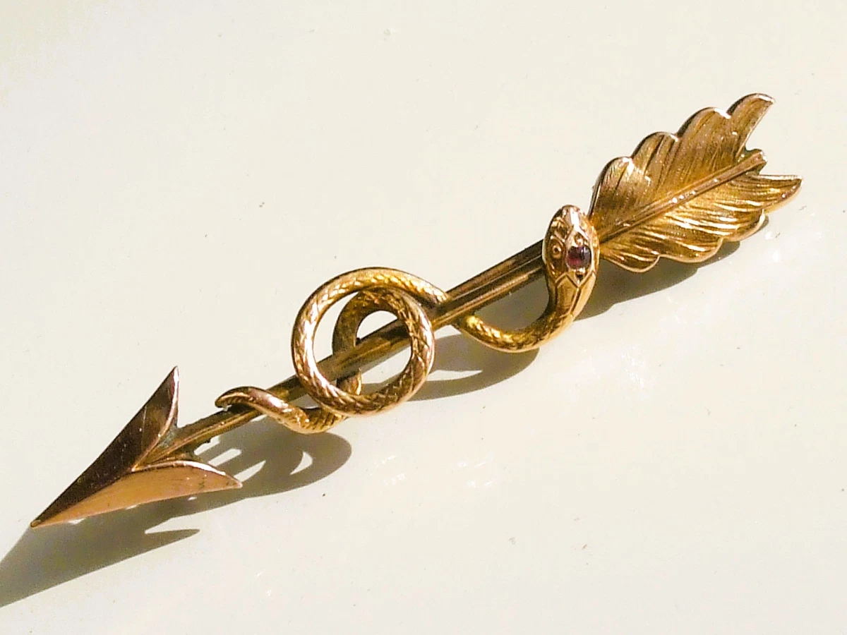 Broche Ancienne Serpent En Bronze - Vintage - Occasion - Pièce De Collection