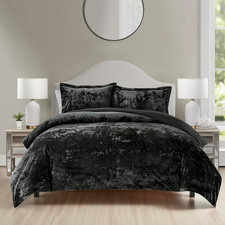 Luxury Velvet Queen Comforter Set, 3 Pieces Reversible Comforters Queen Size wit