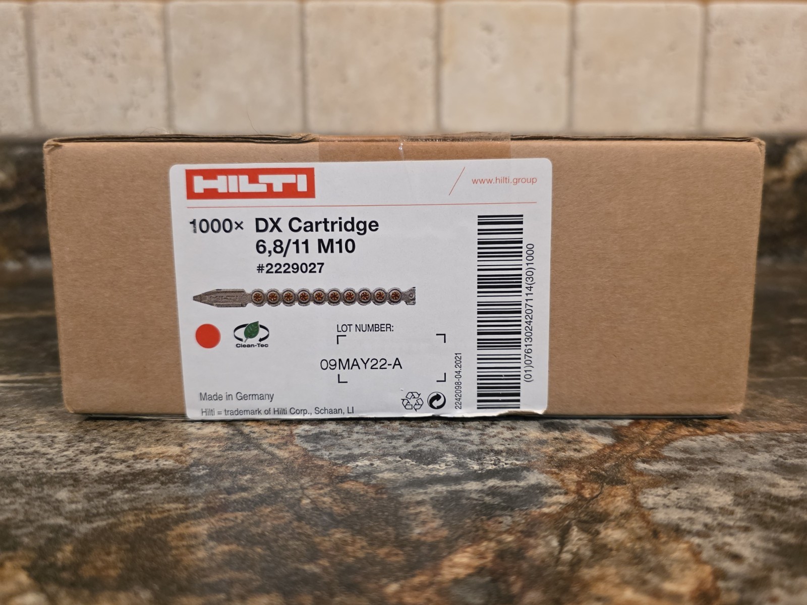 NEW HILTI DX Cartridge 6.8/11 M10 Cal.27 Short RED 1000 Shots 10x10 #50353 NIB