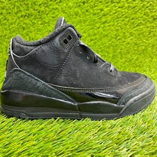 Nike Air Jordan 3 Retro Boys Size 2Y Black Athletic Basketball Shoes Sneakers