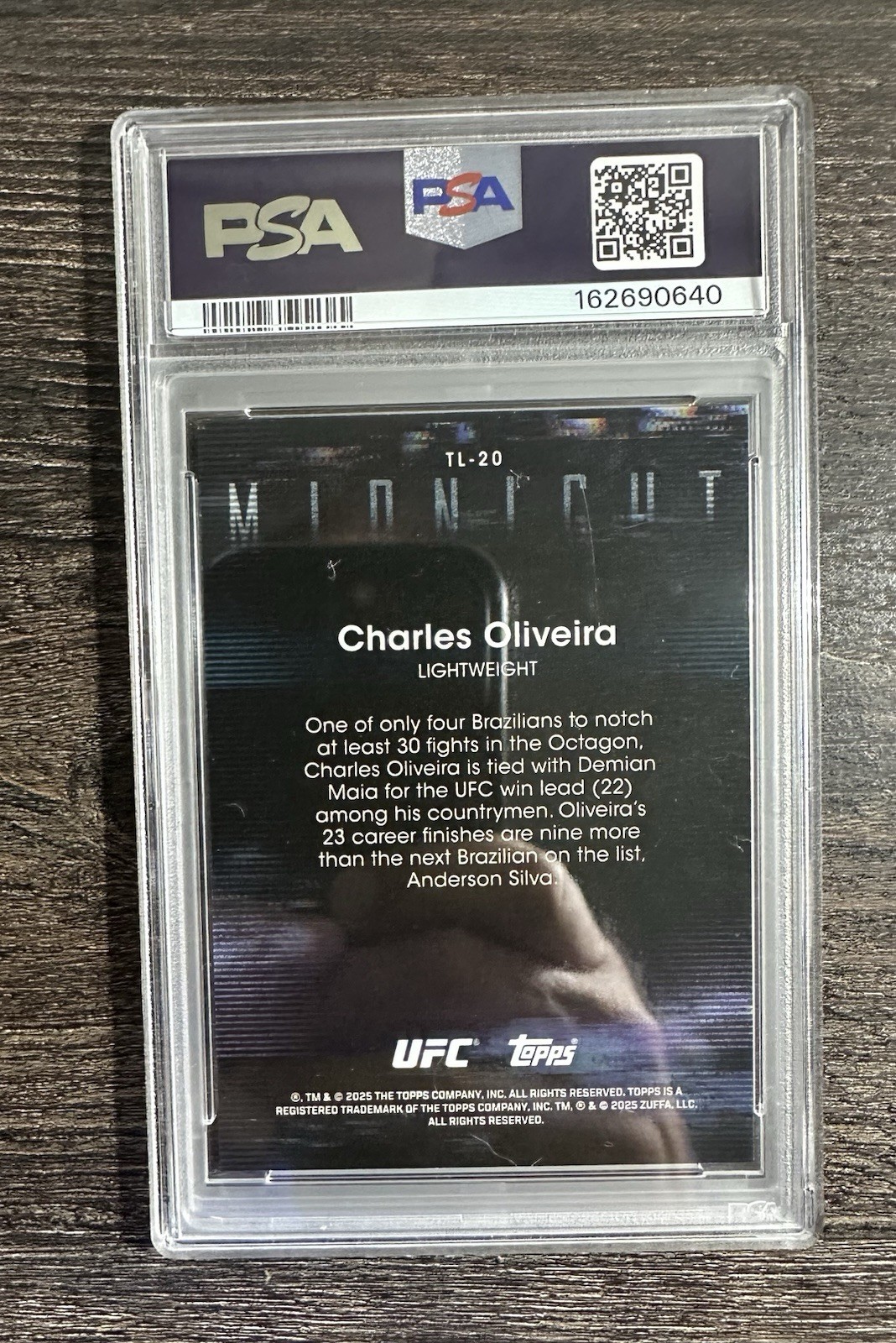 Topps 2025 Midnight UFC Charles Oliveira Twilight Insert PSA 10 POP 3  view 3