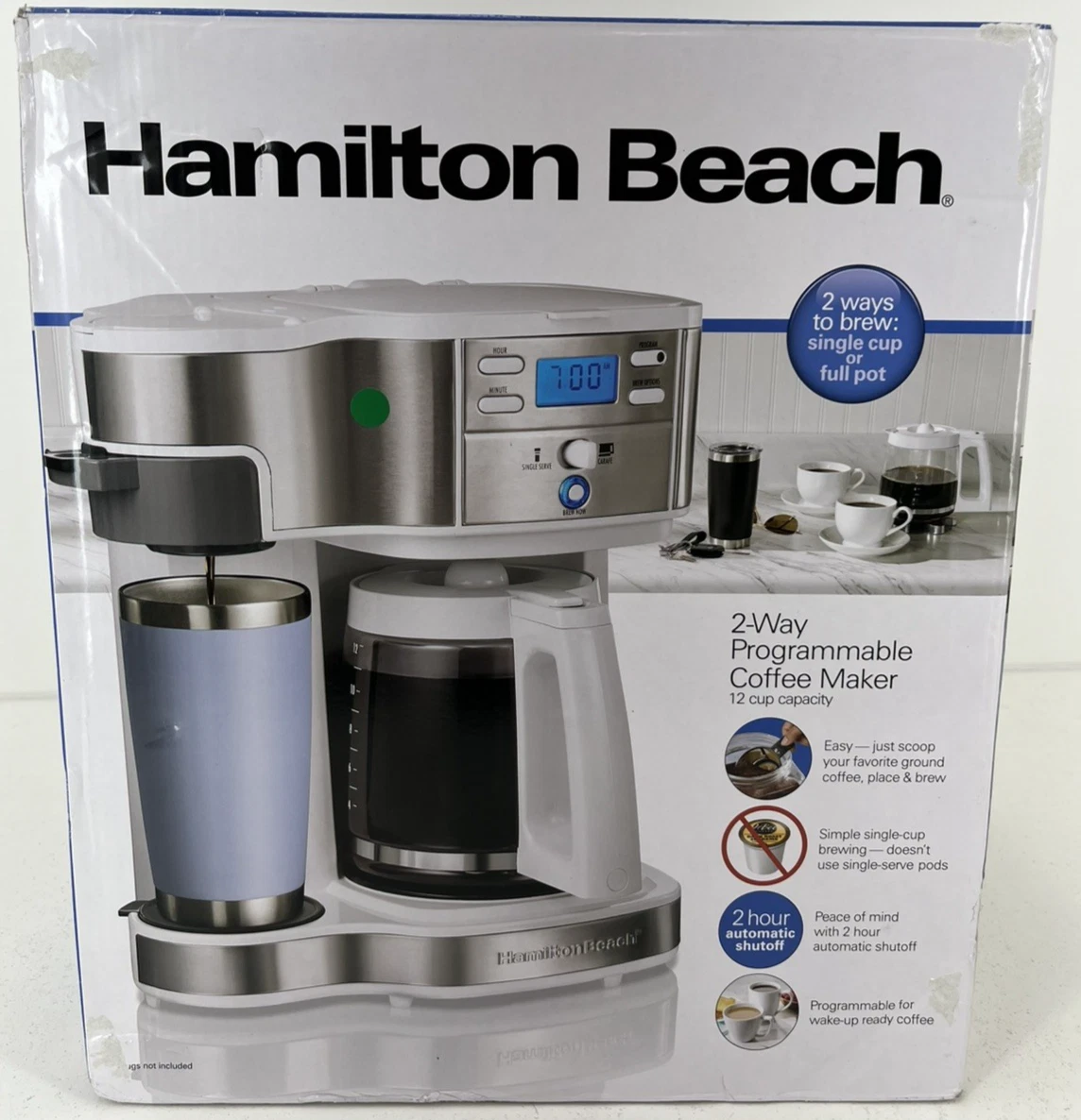 Hamilton Beach 49933 2 Way Programmable 12 Cup Coffee Maker - White