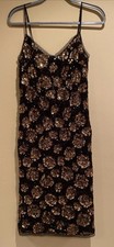 J CREW Collection Sequin Slip Dress Black & Gold Women’s Size 4 NWT