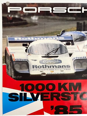 Affiche Vintage D'usine Porsche 1985 - Course Mosport 1000 Km - Voiture Bell 962C - Occasion