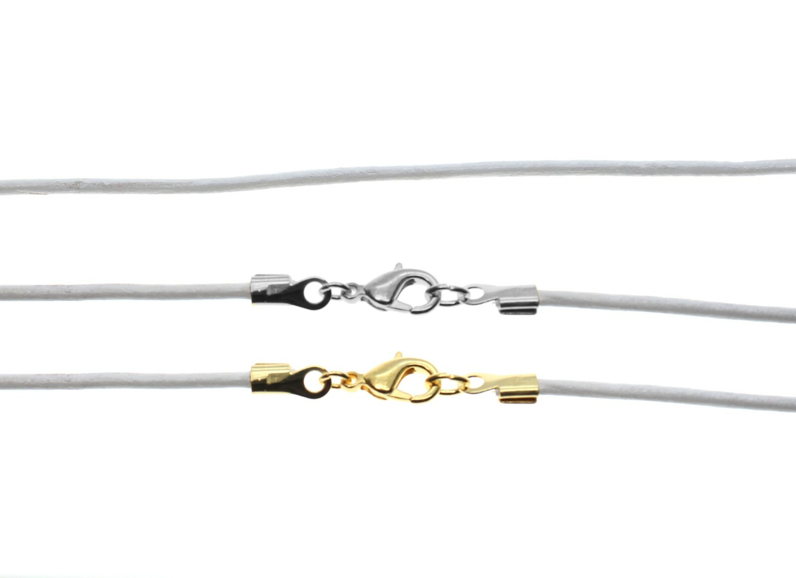 White Leather Cord Necklace Silver/Gold Clasp 16" 18" 20" 22" 24" 26