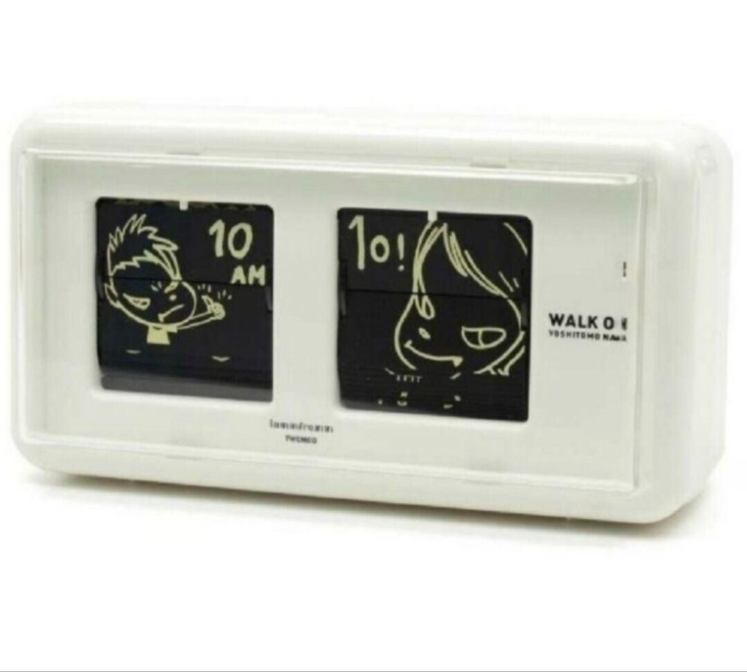 NEW Yoshitomo Nara Walk-on Art Flip Clock White Quartz Table Clock