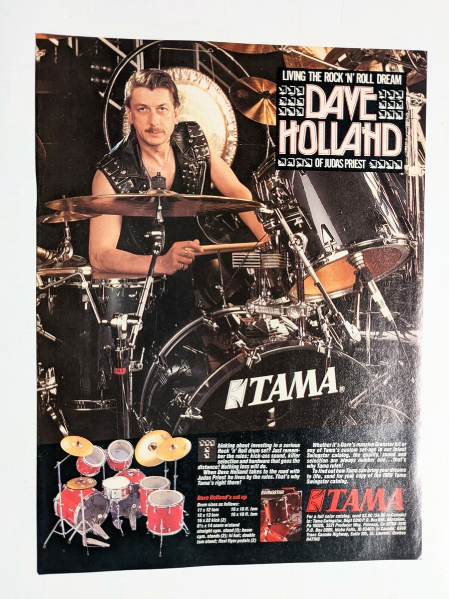 JUDAS PRIEST / DAVE HOLLAND / 1980'S TAMA DRUMS MAGAZINE PRINT
