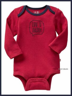 Gap Baby Unisex One Piece RED Body Suit T Shirt Luv U Daddy 0-3 Months Brand New