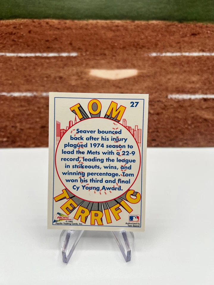 1992 Pacific Seaver #27 Tom Seaver New York Mets Baseball Card 1992 - Image 2 of 2