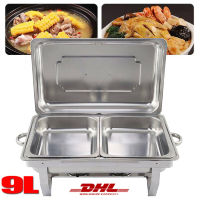 9L Edelstahl Speisewärmer Chafing Dish Wärmebehälter Buffet Catering Party Set
