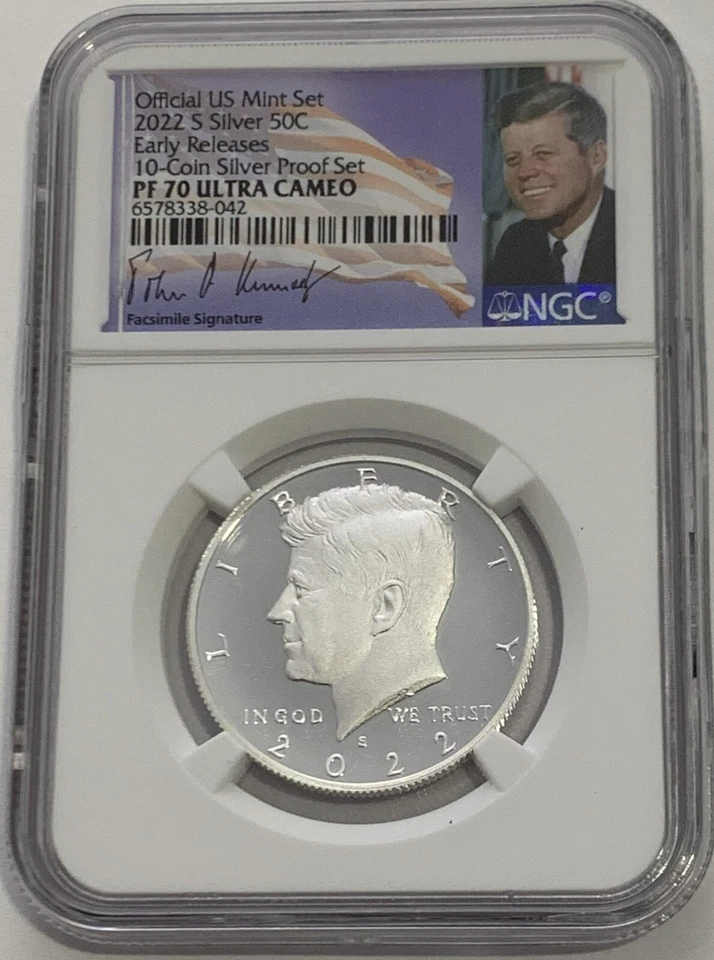 2022 S NGC PF70 Ultra Cameo Proof .999 Silver Kennedy Half Dollar Early Release - Image 3 of 3