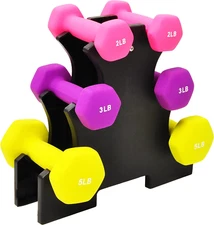 Neoprene Dumbbell Hand Weights, Anti-Slip, Anti-Roll, Hex Shape Colorful, Pair o