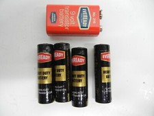 Vintage Eveready Batteries for display lot of 5