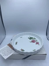 Vtg. Christineholm Porcelain Rose Quiche/Tart 9.5" Baking Dish