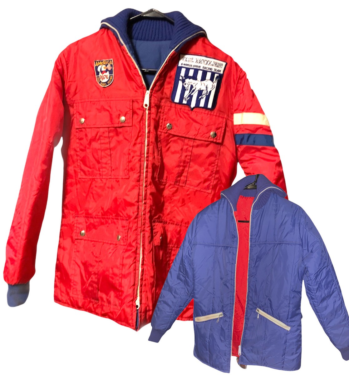 RARE REVERSIBLE VTG POLARIS Snowmobile Ski Jacket Coat 1976 USA PATCHES  Size LG