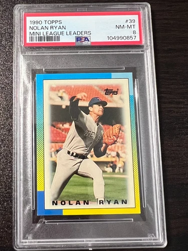 Nolan Ryan 1990 Topps Mini League Leaders #39 PSA 8 Texas Rangers