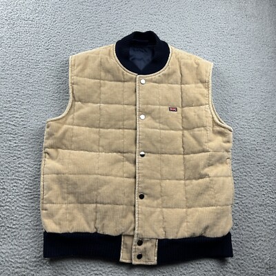 Vintage Brittania Vest Womens Large Beige Quilted Corduroy Snap Up