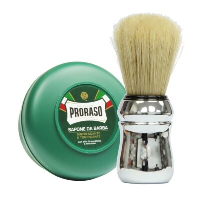 PRORASO Shaving Cream Soap jar 150ml Tub & Shave Brush Set Man Gift Holidays Him