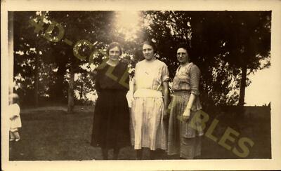 Vintage Candid Snapshot Photograph  Three Women from Days Gone By