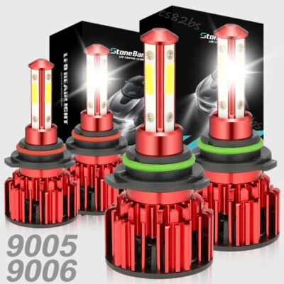 STONE BANKS 9005 9006 LED Headlights Kit Combo Bulbs 6500K High Low Beam Super White Bright