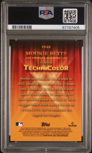 2023 Topps Chrome #TT22 Mookie Betts Technicolor Green /99 PSA 10 - Picture 2 of 2