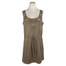 Ann Taylor Loft Dress Size 14 NWT Sleeveless Beaded Tank Cotton Lightweight