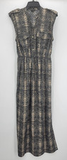 River Island Maxi Dress Womens 12 Reptile Print Sleeveless Pockets Slit 
