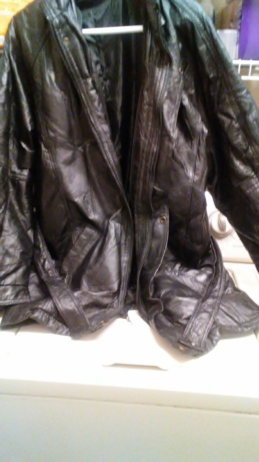 BLACK LEATHER PATCH DESIGN JACKET WITHOUT HOOD - image 2