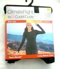 Climate Right Cuddl Duds Women's Long Sleeve Crew Neck Size Large Black NEW
