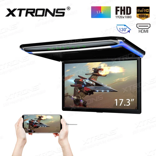 US 17.3 inch Overhead Roof Monitor Car Vehicle Video Player HDMI 1080P USB SD